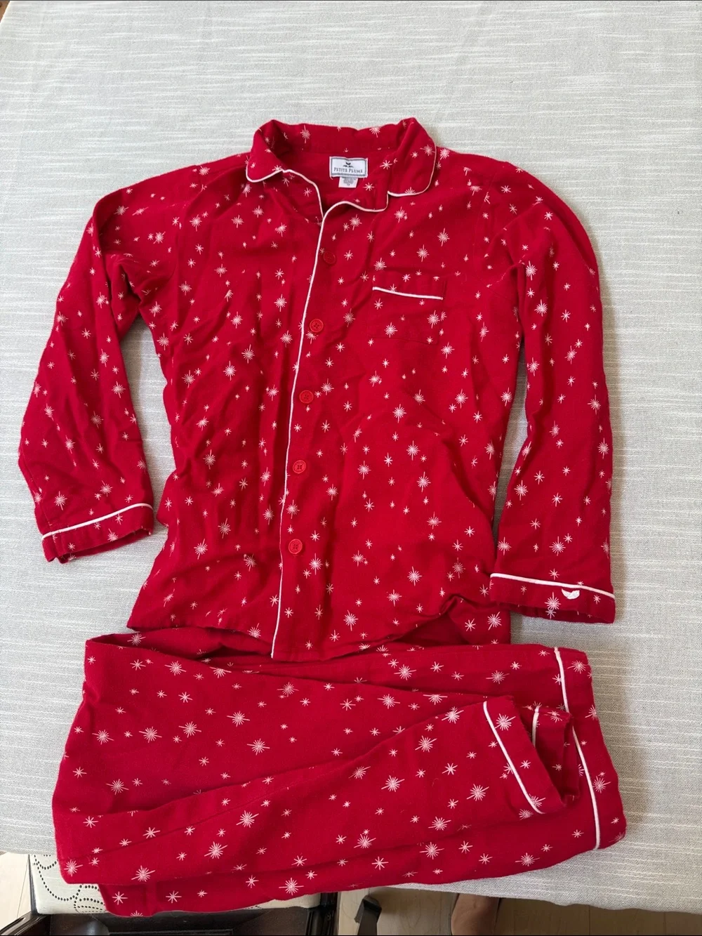 Petite Plume red flannel pajama set 14 girls
